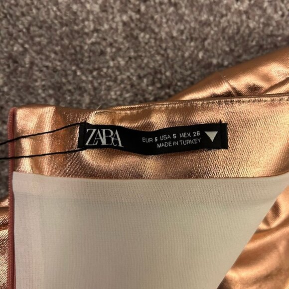 Zara Women's Bronze Metallic Off-Shoulder Strapless Top Size S - Small - NWT - Picture 10 of 16